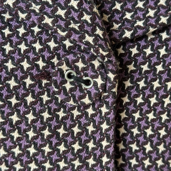 VTG Purple Houndstooth Italian Single Breasted Wide Lapel Blazer - IT 42 S/M - Picture 4 of 15